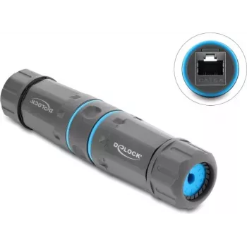 Delock conector hembra RJ45 hembra-hembra Cat.6A con rosca M23,5 x 1,5 mm IP68 estanco al polvo y al agua gris