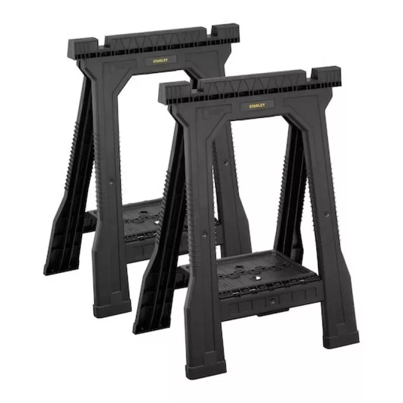STANLEY caballete Rack-horse Junior 2 uds. pack doble de caballetes, capacidad de carga 360 kg, plegable, negro/amarillo