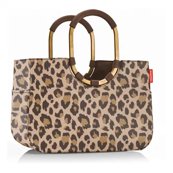 Reisenthel Loopshopper L cesta de la compra bolsa de transporte Leo Macchiato, 25L, marrón/beige