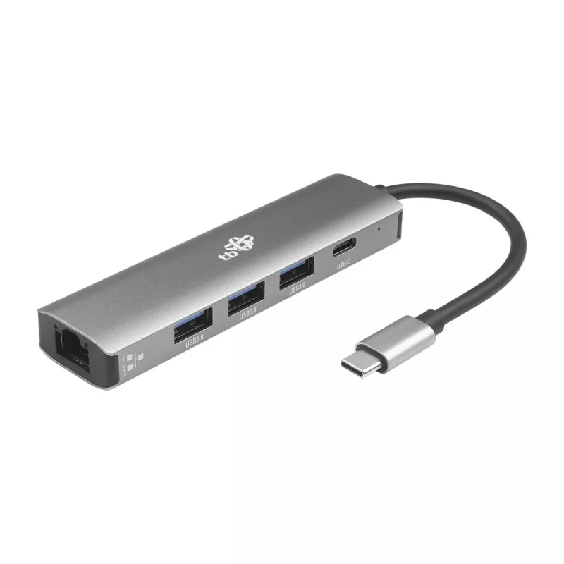 TB Adaptador USB-C a RJ45 Gigabit Ethernet con 3x USB-A 3.0 y USB-C PD 100W, Space Grey