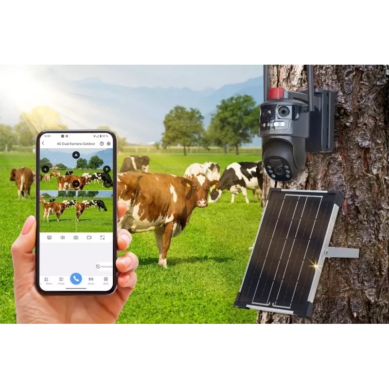 Technaxx TX-329 Cámara de vigilancia exterior dual 4G LTE 3MP+3MP con panel solar