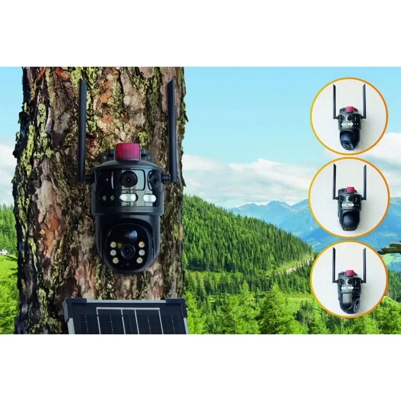 Technaxx TX-329 Cámara de vigilancia exterior dual 4G LTE 3MP+3MP con panel solar