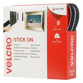 VELCRO Cinta autoadhesiva de gancho y bucle 20mm x 10m Negro