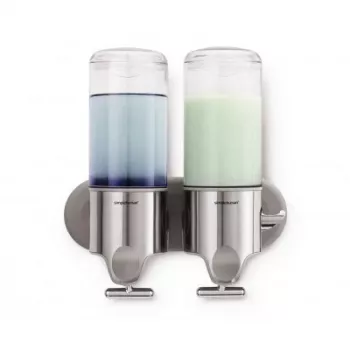 Simplehuman BT1028 dosificador doble con soporte de pared, acero inoxidable cepillado