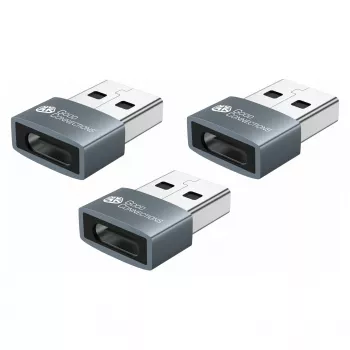 Good Connections adaptador USB 2.0 conector macho Type-A a conector hembra USB-C, carcasa de aluminio, gris, pack de 3 (USB-AD203-3)
