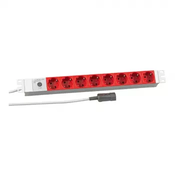 EFB Elektronik Koop PROFIversal Regleta de enchufes (montable en rack) - 8 x tomas Schuko, entrada IEC C14, 250 V, 10 A, 2500 W, 1U, negro
