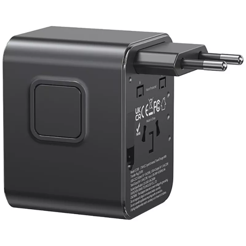 USAMS adaptador de viaje CC308 17W 4en1 US/AU/EU/UK negro