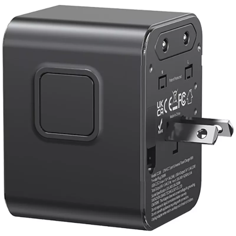 USAMS adaptador de viaje CC308 17W 4en1 US/AU/EU/UK negro