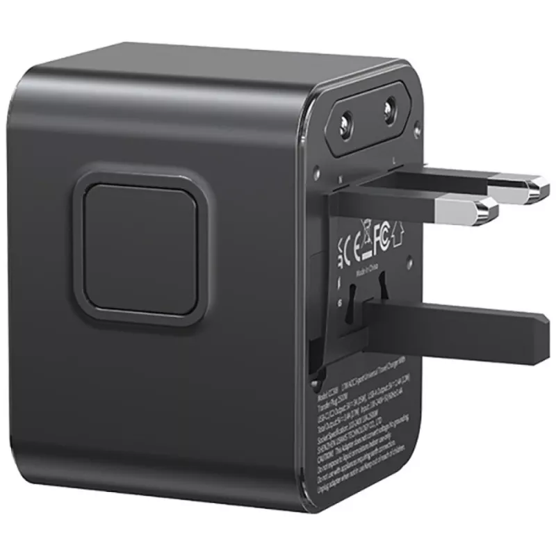 USAMS adaptador de viaje CC308 17W 4en1 US/AU/EU/UK negro