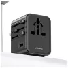 USAMS adaptador de viaje CC308 17W 4en1 US/AU/EU/UK negro