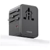 USAMS Adaptador de viaje CC310 70W 3xUSB-C US/AU/EU/UK Negro
