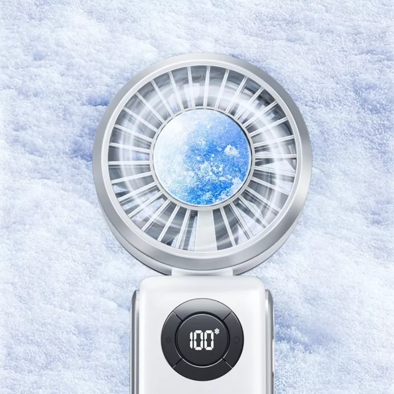 AWEI F39 Fast Ice Mini Ventilador de mano, Blanco hielo, 3600mAh, Refrigeración turbo, 5 niveles, USB-C