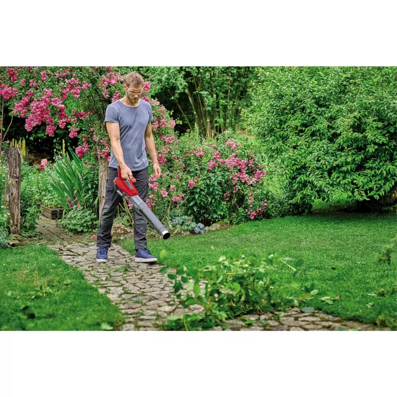 Einhell GP-LB 18/200 Soplador de hojas de batería 200 km/h, Motor sin escobillas, Power X-Change, Negro/Rojo/Plata
