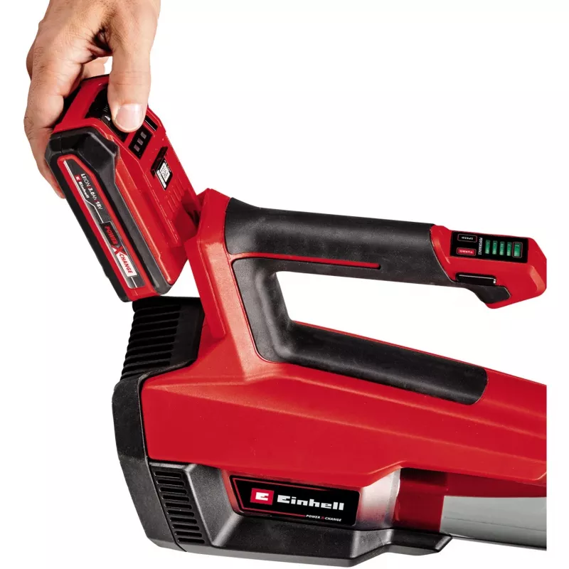 Einhell GP-LB 18/200 Soplador de hojas de batería 200 km/h, Motor sin escobillas, Power X-Change, Negro/Rojo/Plata