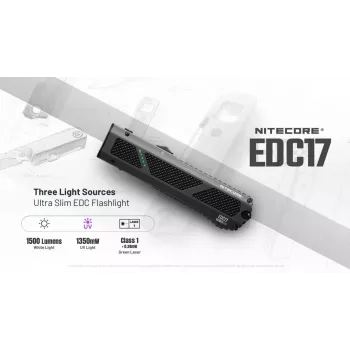 Nitecore EDC17 Linterna 1500 lúmenes USB-C recargable con puntero láser Class 1