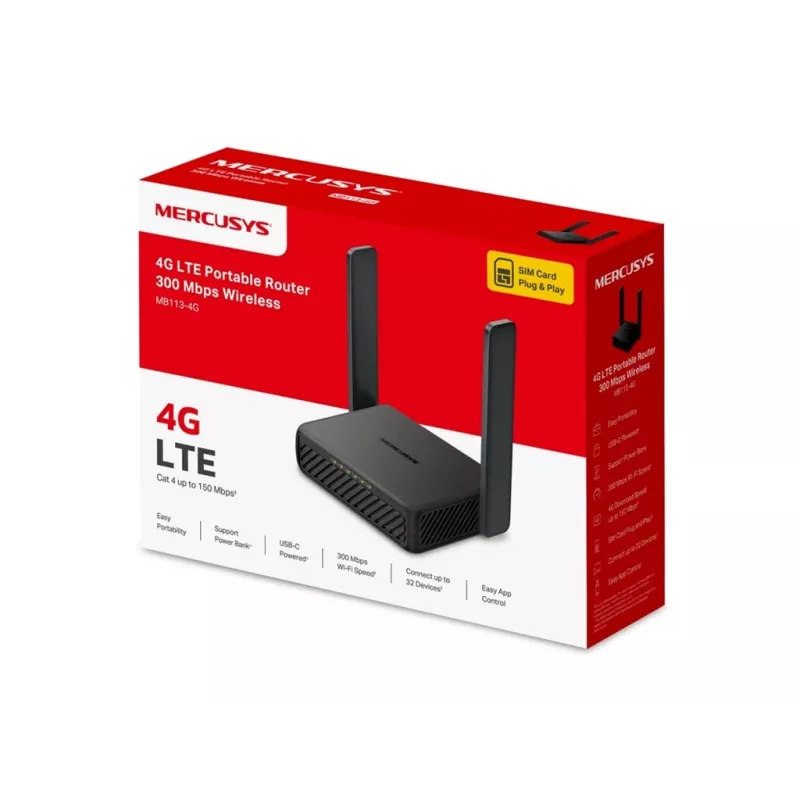 Mercusys MB113-4G router portátil inalámbrico 4G LTE 300Mbps