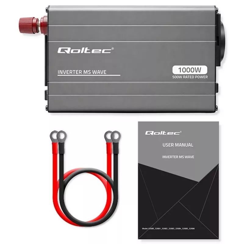 Qoltec MS Wave convertidor de tensión 12V a 230V 500/1000W USB