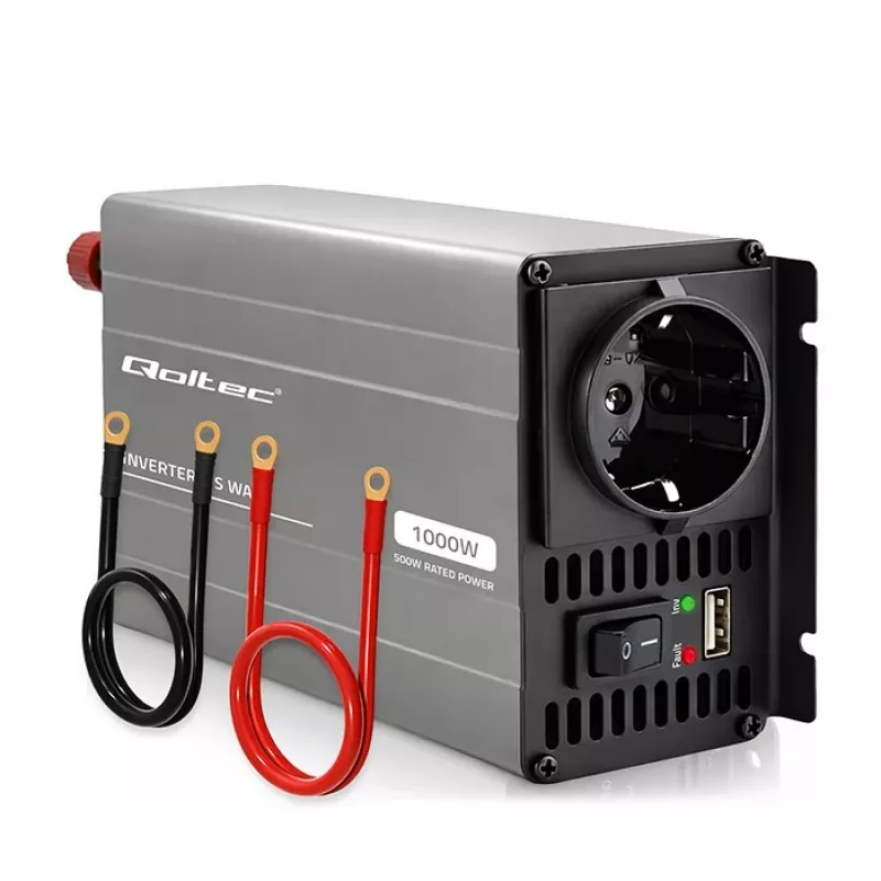 Qoltec MS Wave convertidor de tensión 12V a 230V 500/1000W USB