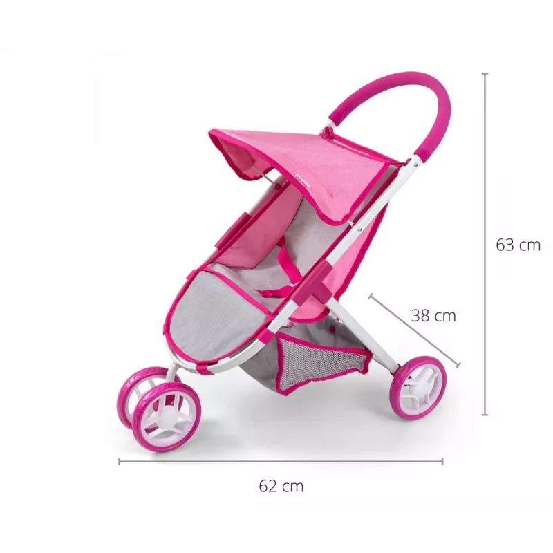 MILLY MALLY cochecito de muñecas Susie Prestige – rosa/gris/blanco