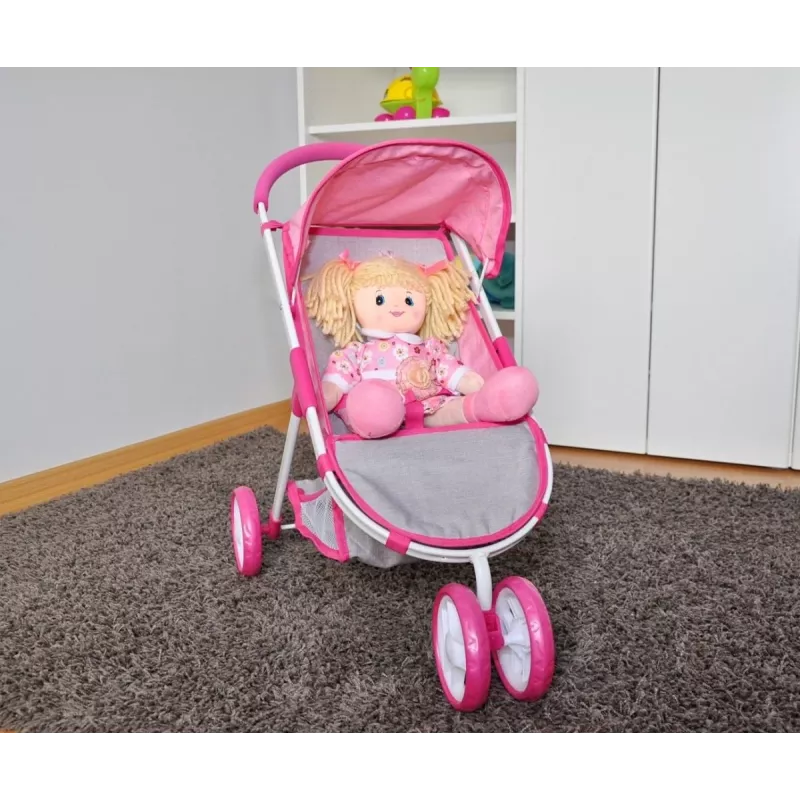MILLY MALLY cochecito de muñecas Susie Prestige – rosa/gris/blanco