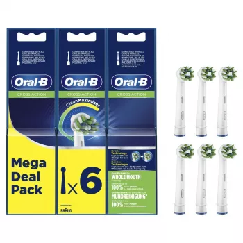 Oral-B Pro CrossAction Recambio Pack de 6 Cabezales de Cepillo de Dientes Eléctrico Blanco