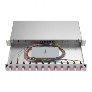 ZVK Easylan Caja de Empalme de Fibra Óptica Basic 1U 12x LC-Duplex OM4 Extraíble
