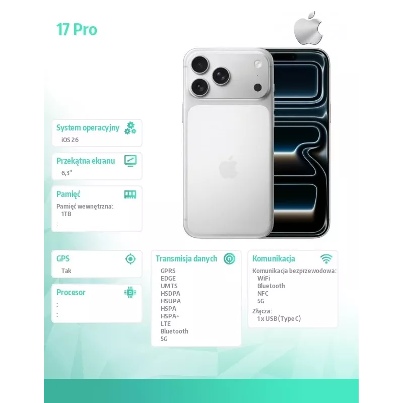 Apple iPhone 17 Pro 1TB Plata