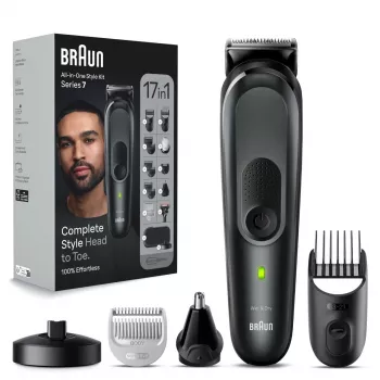 Braun MGK7491 Kit de arreglo personal 17 en 1 Multi-Grooming Style, Negro/Plata, inalámbrico, Li-Ion, 100 min de autonomía