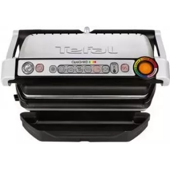 Tefal OptiGrill+ GC712D12 Parrilla eléctrica de contacto, 2000W, 6 programas automáticos, Plata/Negro
