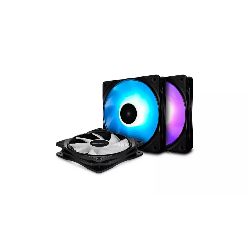 DeepCool RF120 Ventilador de caja RGB PWM 120mm 3 en 1 (Negro, pack de 3)