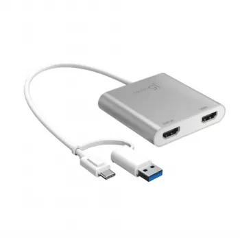 j5create JCA365-N Adaptador USB-C a Dual HDMI Multi-Monitor - 3.2 Gen 1 - USB-A y USB-C - 4K 60Hz