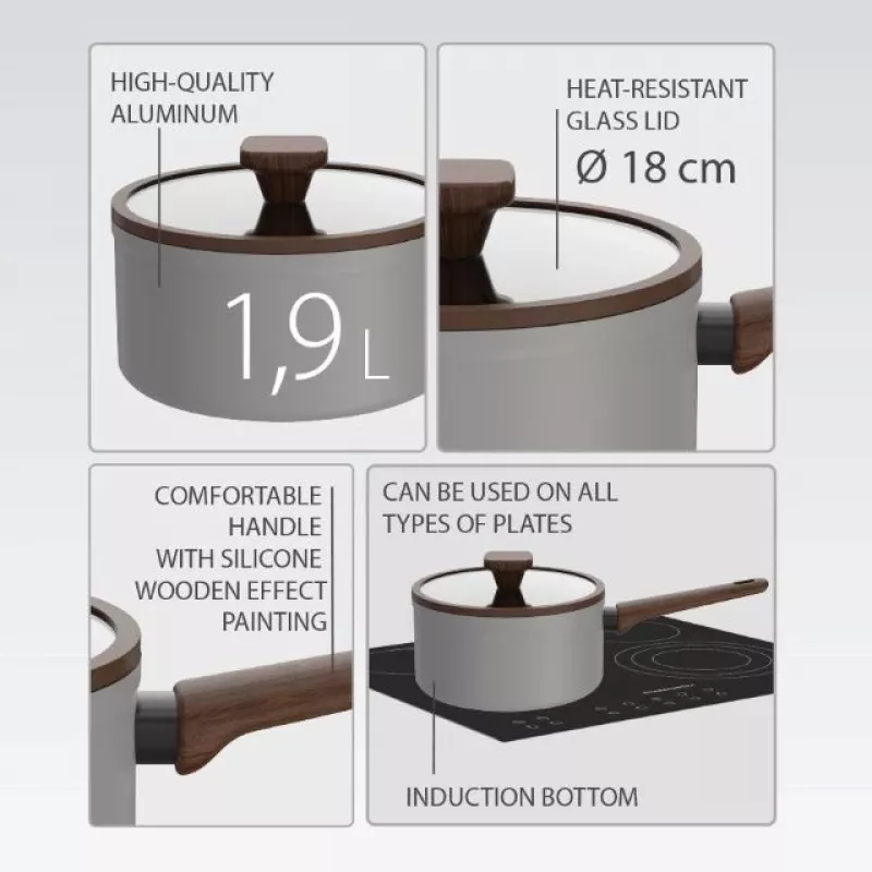 Maestro MR-1211-18S Olla con tapa 18cm 1,9L Acero inoxidable gris