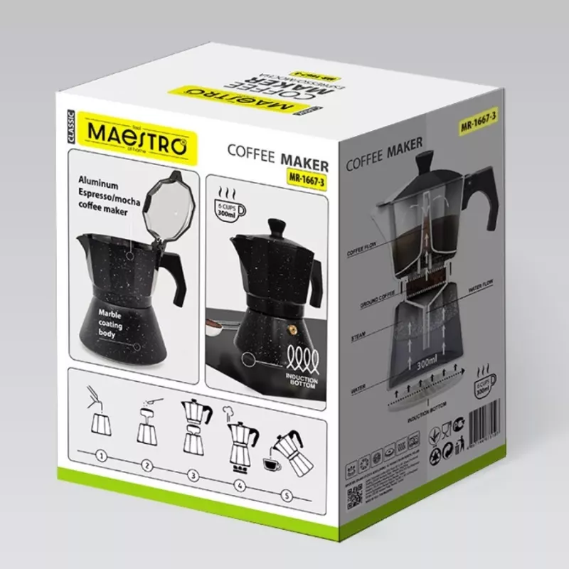 Maestro Granite MR-1667-3 Cafetera moka 150ml 3 tazas gris