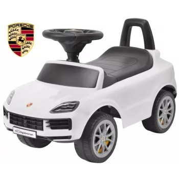 MILLY MALLY Vehículo infantil Porsche Cayenne S blanco - Coche eléctrico para niños con batería de 12V, mando a distancia, luces LED