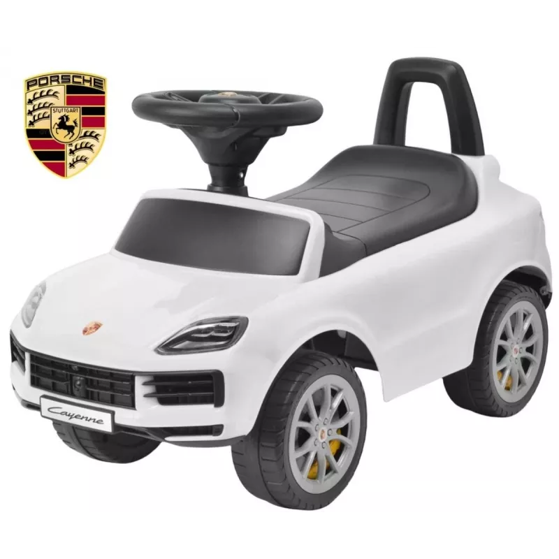 MILLY MALLY Vehículo infantil Porsche Cayenne S blanco - Coche eléctrico para niños con batería de 12V, mando a distancia, luces LED