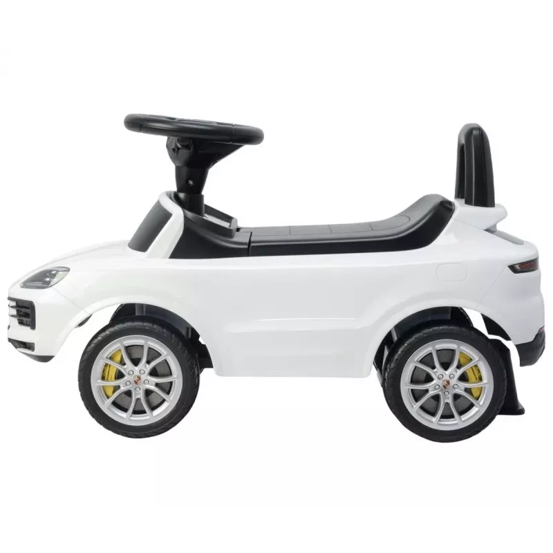 MILLY MALLY Vehículo infantil Porsche Cayenne S blanco - Coche eléctrico para niños con batería de 12V, mando a distancia, luces LED