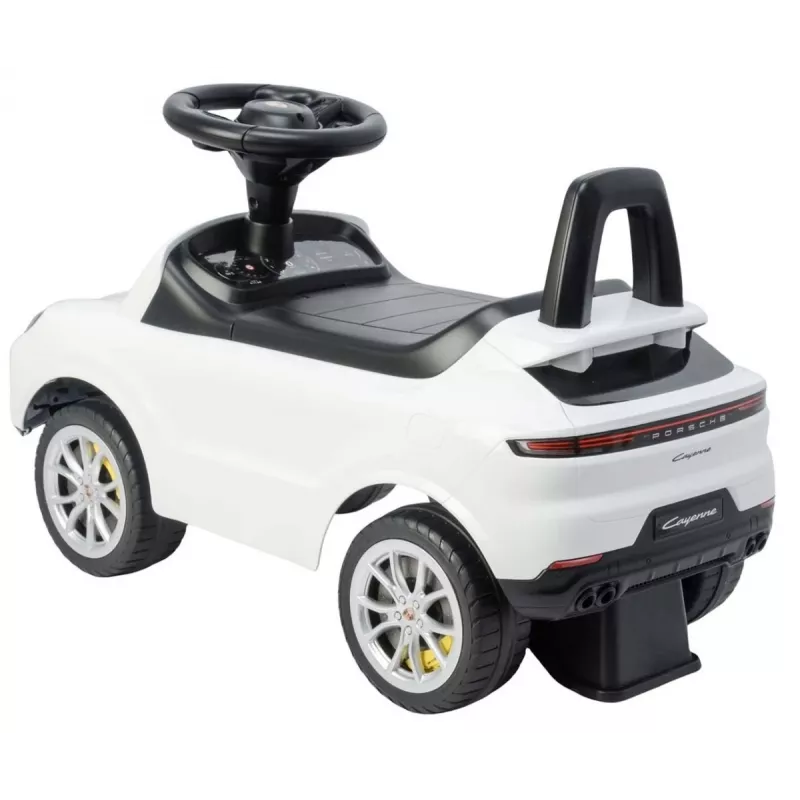 MILLY MALLY Vehículo infantil Porsche Cayenne S blanco - Coche eléctrico para niños con batería de 12V, mando a distancia, luces LED