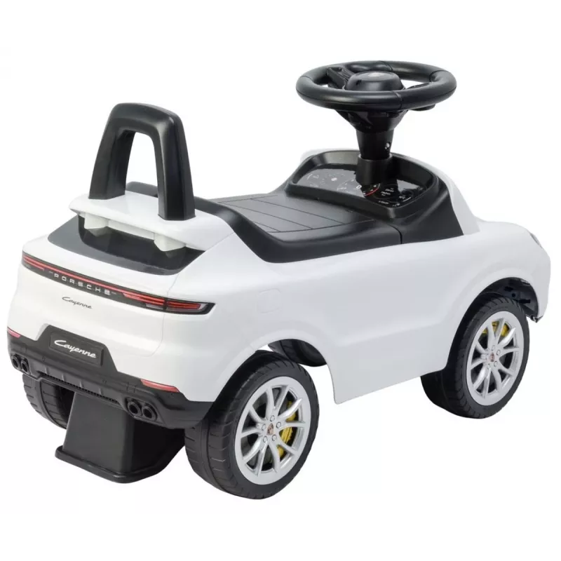 MILLY MALLY Vehículo infantil Porsche Cayenne S blanco - Coche eléctrico para niños con batería de 12V, mando a distancia, luces LED