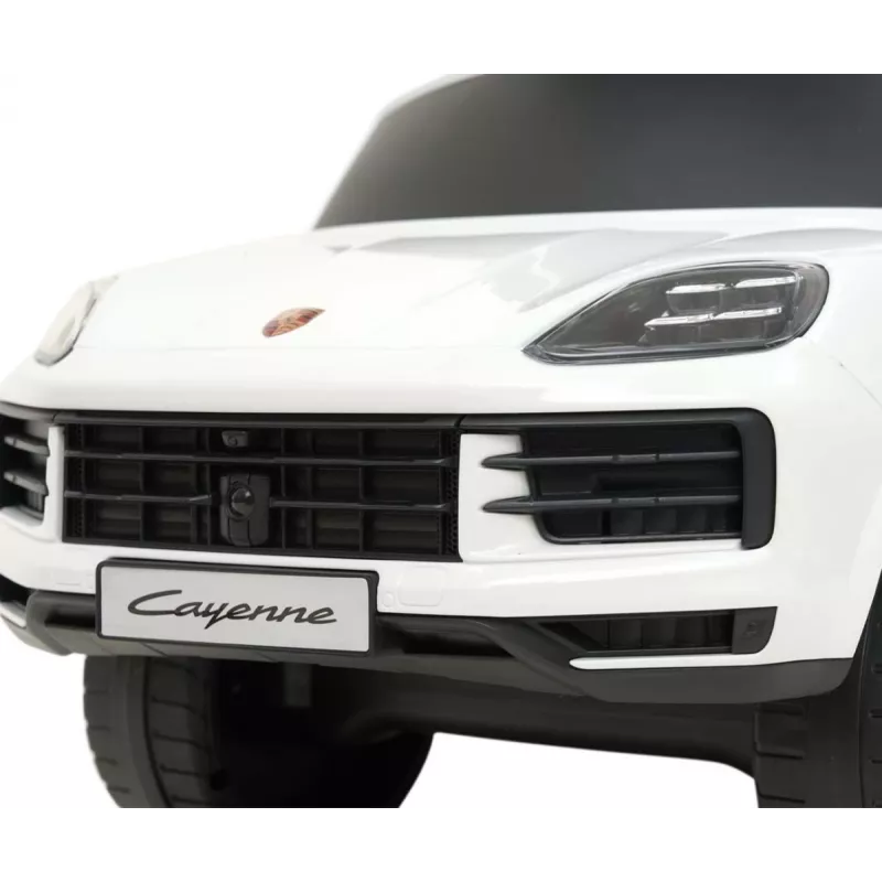 MILLY MALLY Vehículo infantil Porsche Cayenne S blanco - Coche eléctrico para niños con batería de 12V, mando a distancia, luces LED