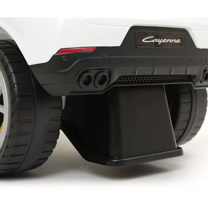 MILLY MALLY Vehículo infantil Porsche Cayenne S blanco - Coche eléctrico para niños con batería de 12V, mando a distancia, luces LED