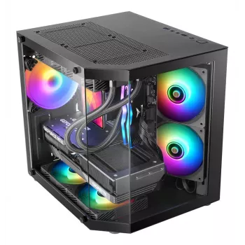 TACENS Mars Gaming MC-3TLITE Caja mini torre negra cristal templado FRGB