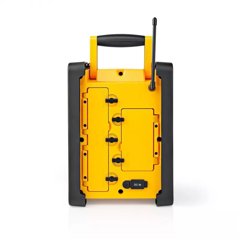 Nedis FM Radio RDFM3100YW - Radio FM portátil con Bluetooth y AUX, IPX5, amarillo