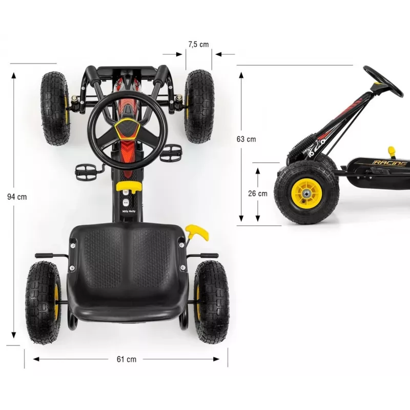 Kart de pedales Milly Mally Thor, negro