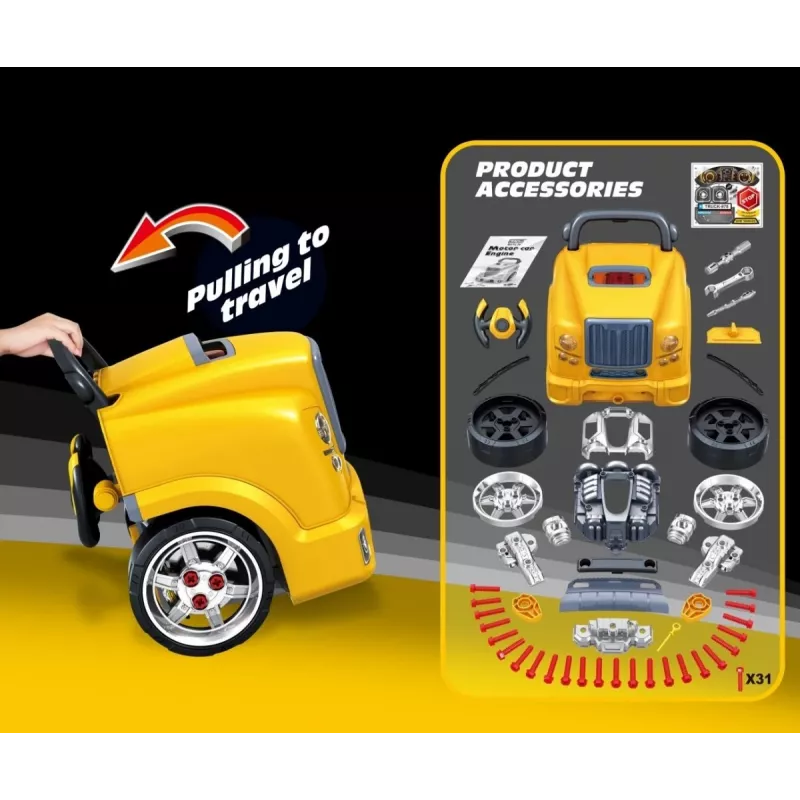 MILLY MALLY Taller mecánico Set con motor desmontable N-Gine Amarillo
