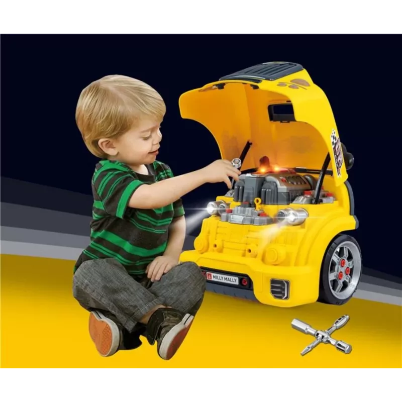 MILLY MALLY Taller mecánico Set con motor desmontable N-Gine Amarillo