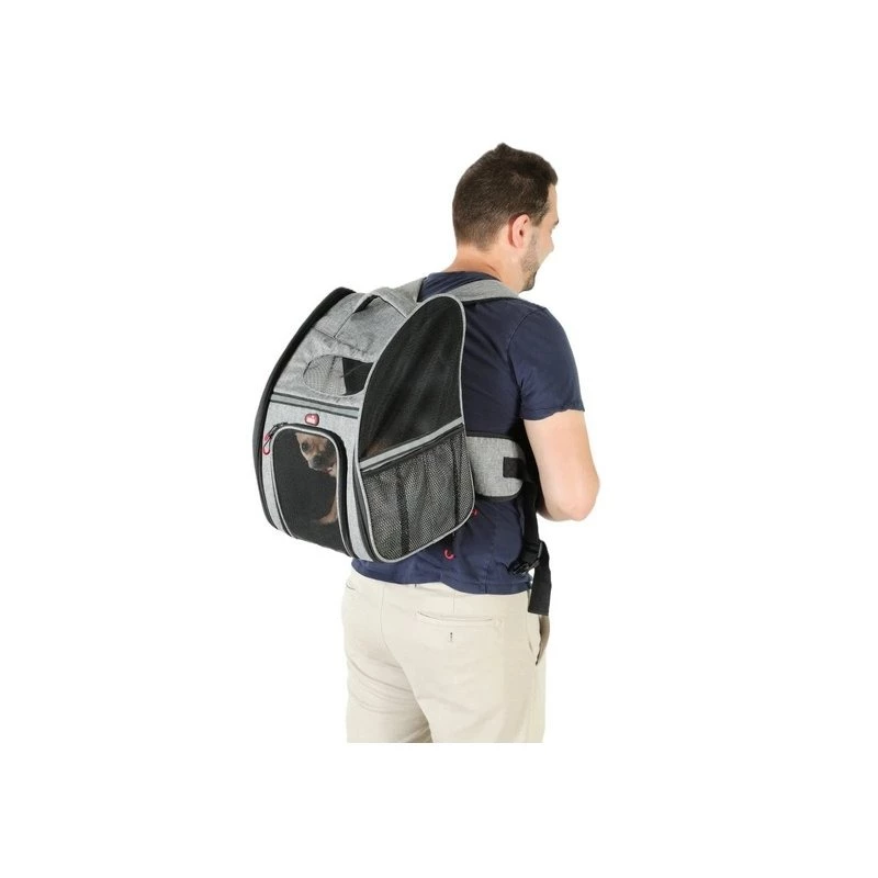ZOLUX Nomad Mochila transportín para perros y gatos, 32x25x42 cm, Gris/Negro