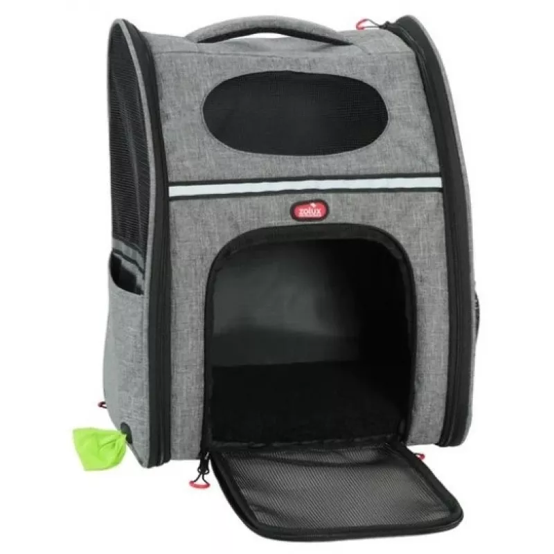 ZOLUX Nomad Mochila transportín para perros y gatos, 32x25x42 cm, Gris/Negro