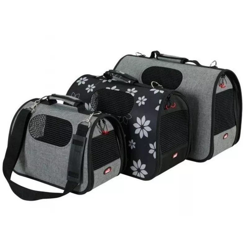 ZOLUX Nomad Flower S Bolsa de transporte para perros y gatos, Gris con estampado floral, 36x21x23,5 cm