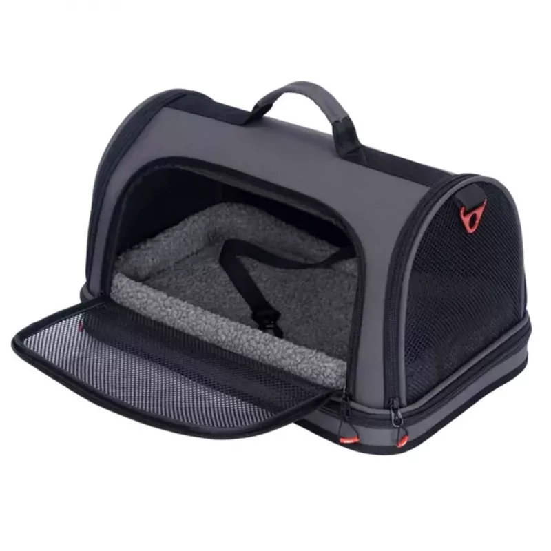 ZOLUX NOMAD M Bolsa de transporte reforzada para perros y gatos, Negro, 44,5x28x25 cm