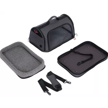 ZOLUX NOMAD M Bolsa de transporte reforzada para perros y gatos, Negro, 44,5x28x25 cm